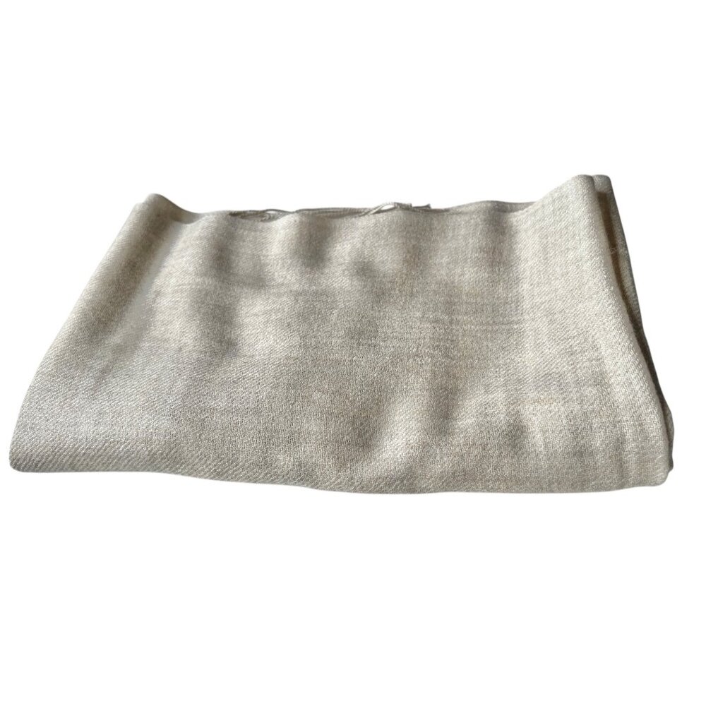 Nordstroms Soft Beige Cashmere Scarf With Fringe Edges - Picture 8 of 8